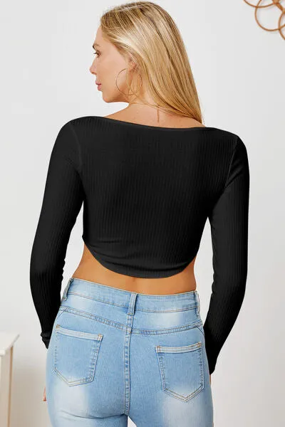 ✨ Ribbed Long Sleeve Crop Top ✨