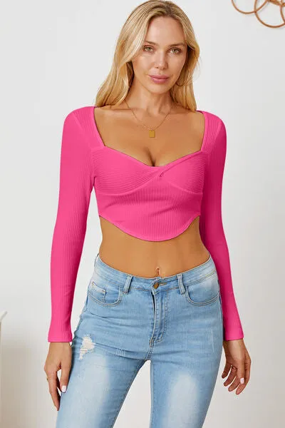 ✨ Ribbed Long Sleeve Crop Top ✨