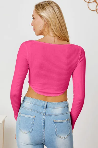 ✨ Ribbed Long Sleeve Crop Top ✨