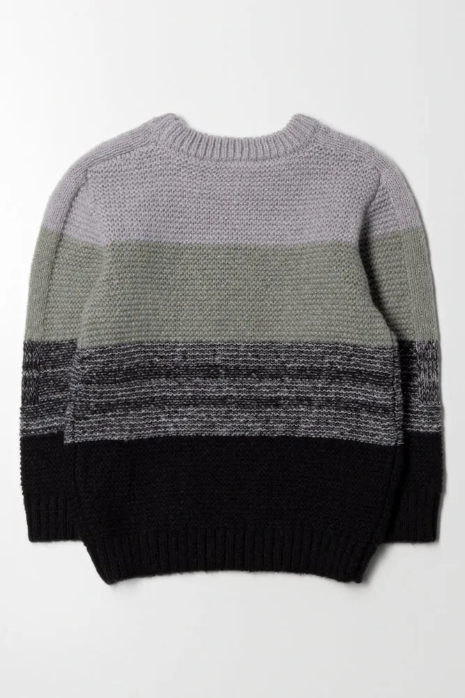 Crew Neck Jersey Green, Black And Grey