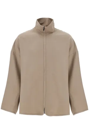 DUSTY BEIGE WOOL JACKET WITH HIGH COLLAR