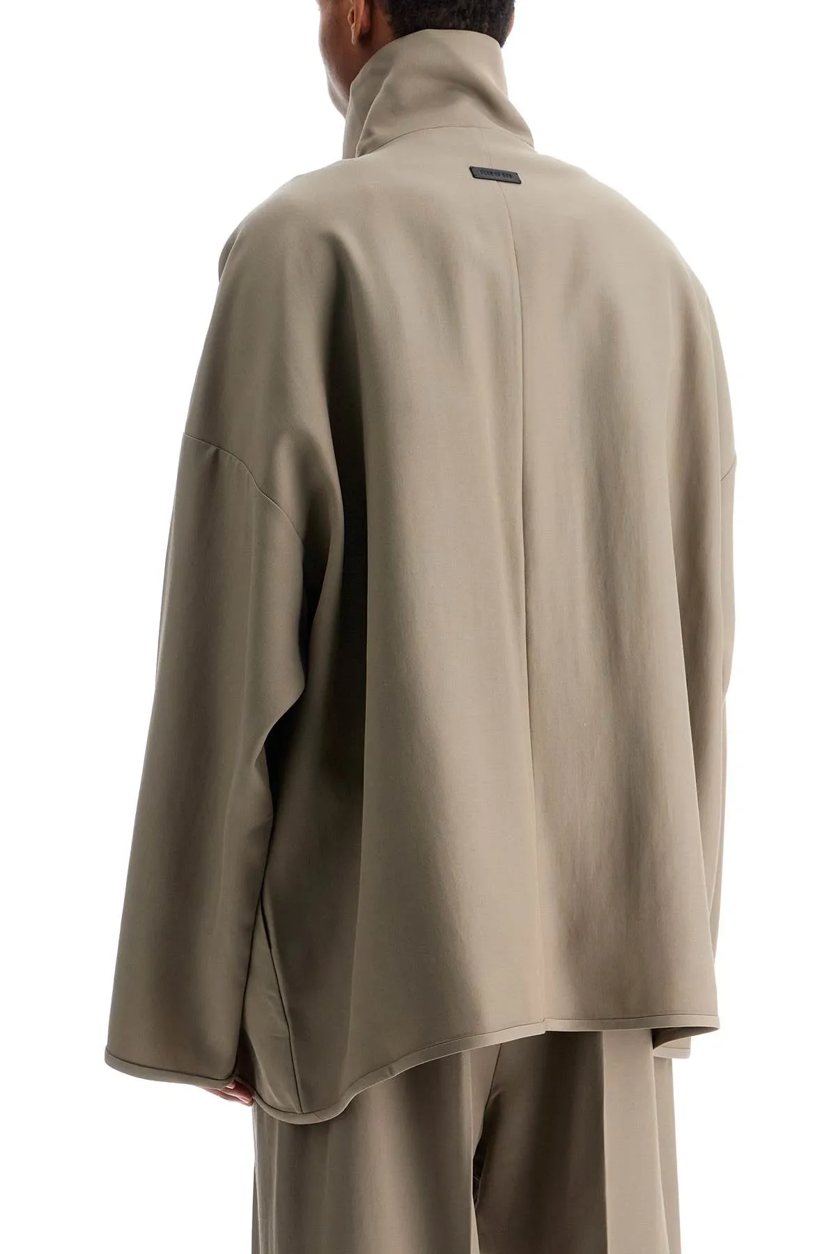 DUSTY BEIGE WOOL JACKET WITH HIGH COLLAR