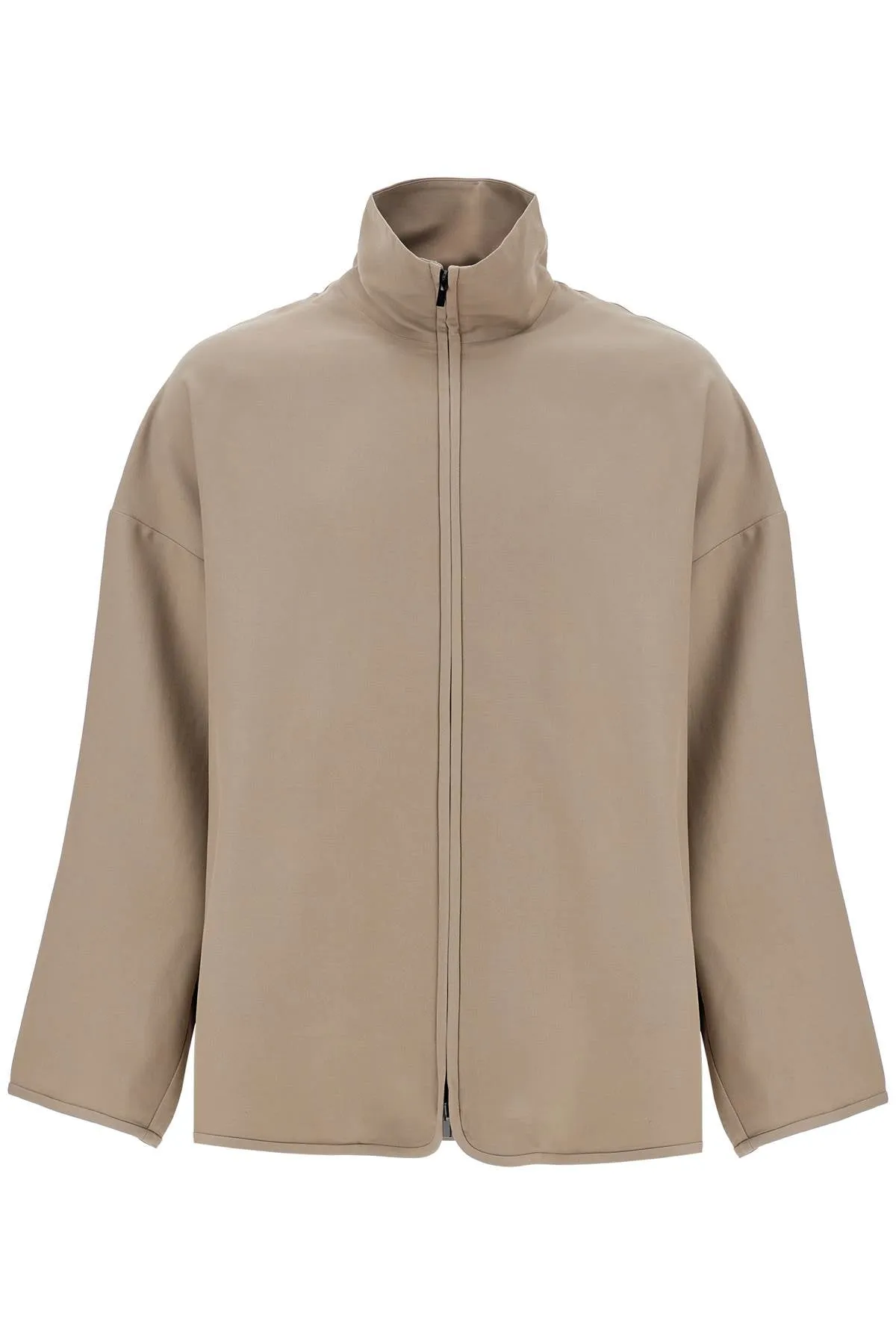 DUSTY BEIGE WOOL JACKET WITH HIGH COLLAR