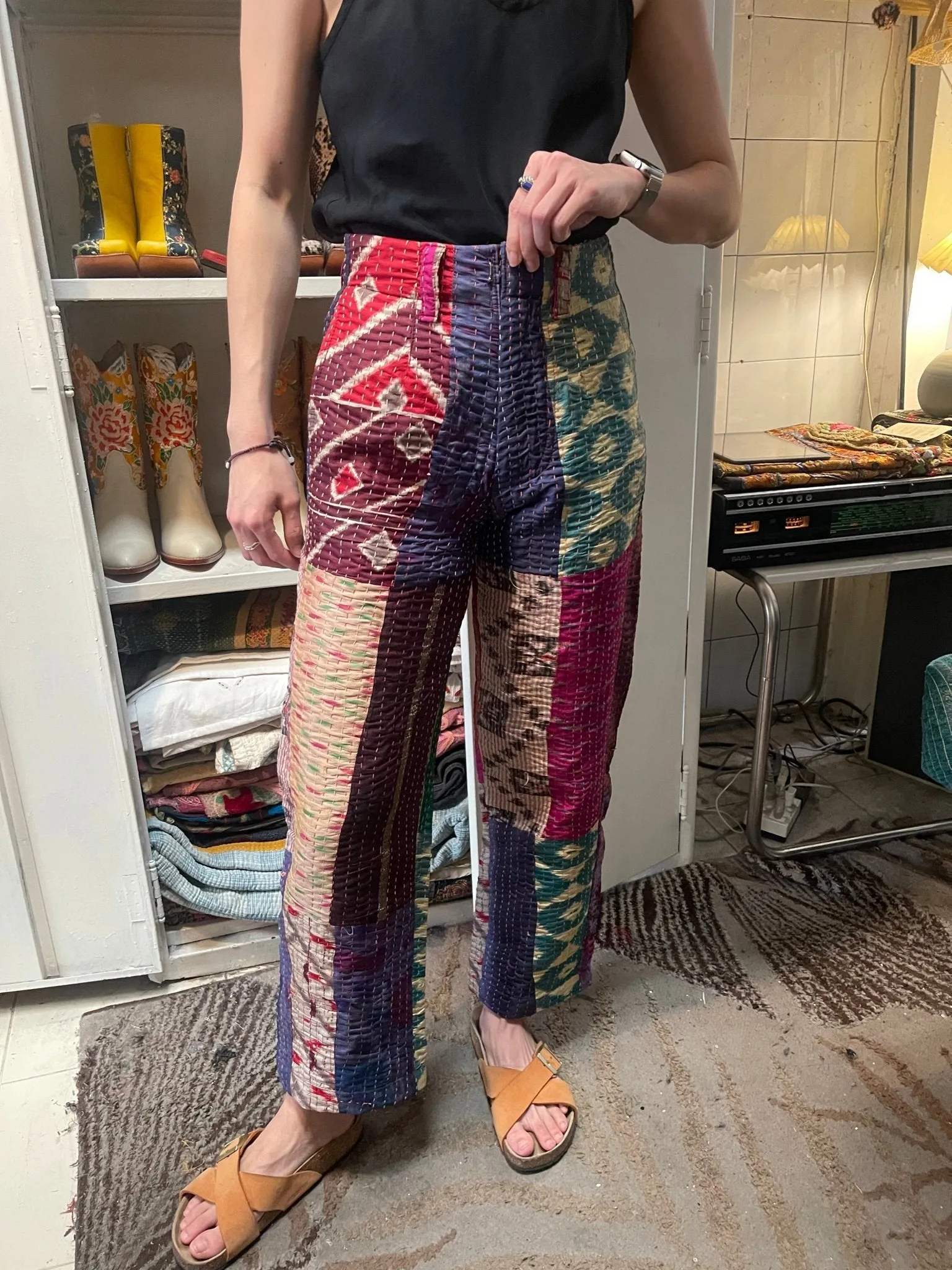 EMBROIDERED PATCHWORK PANTS LIRU
