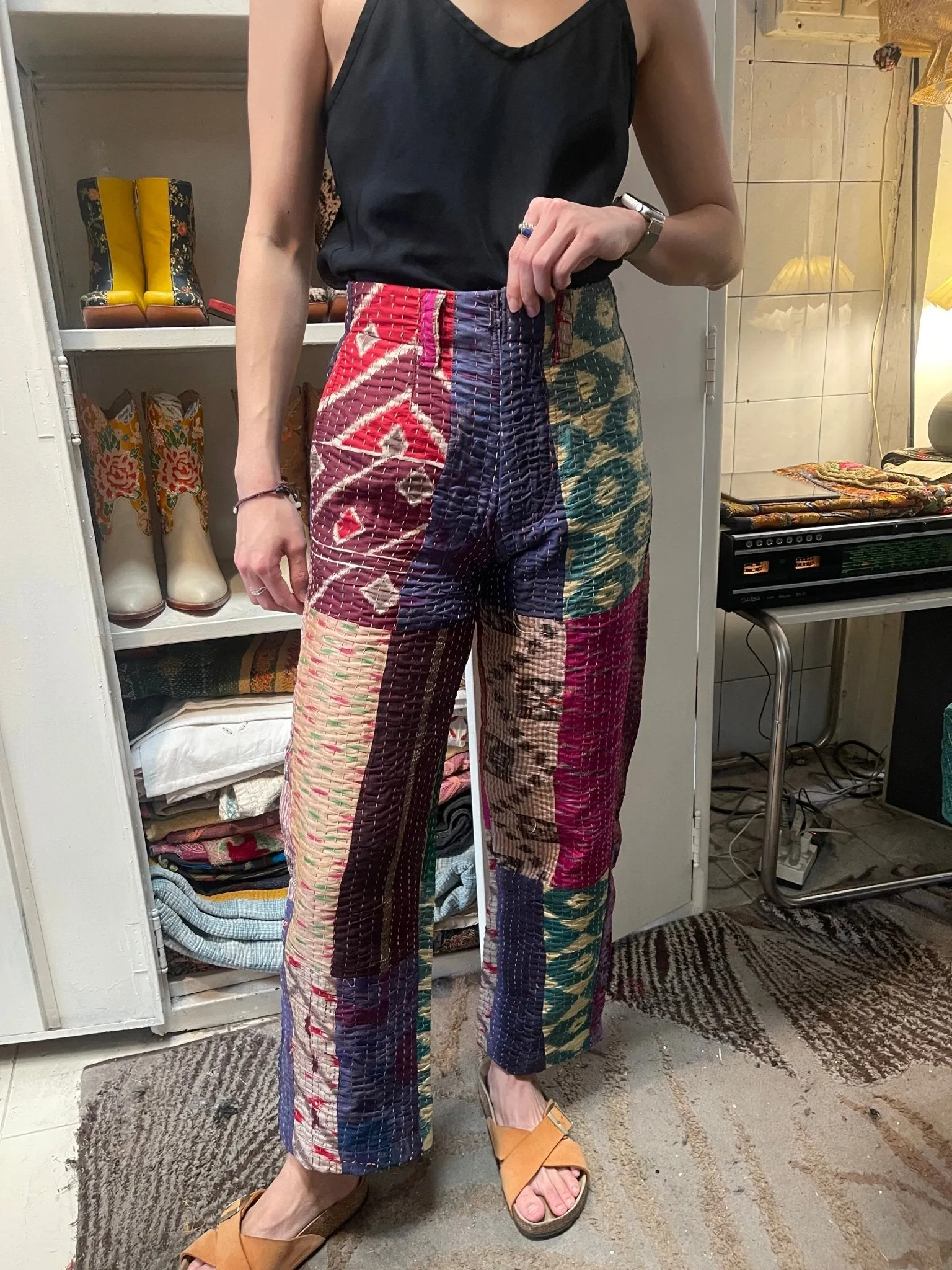 EMBROIDERED PATCHWORK PANTS LIRU