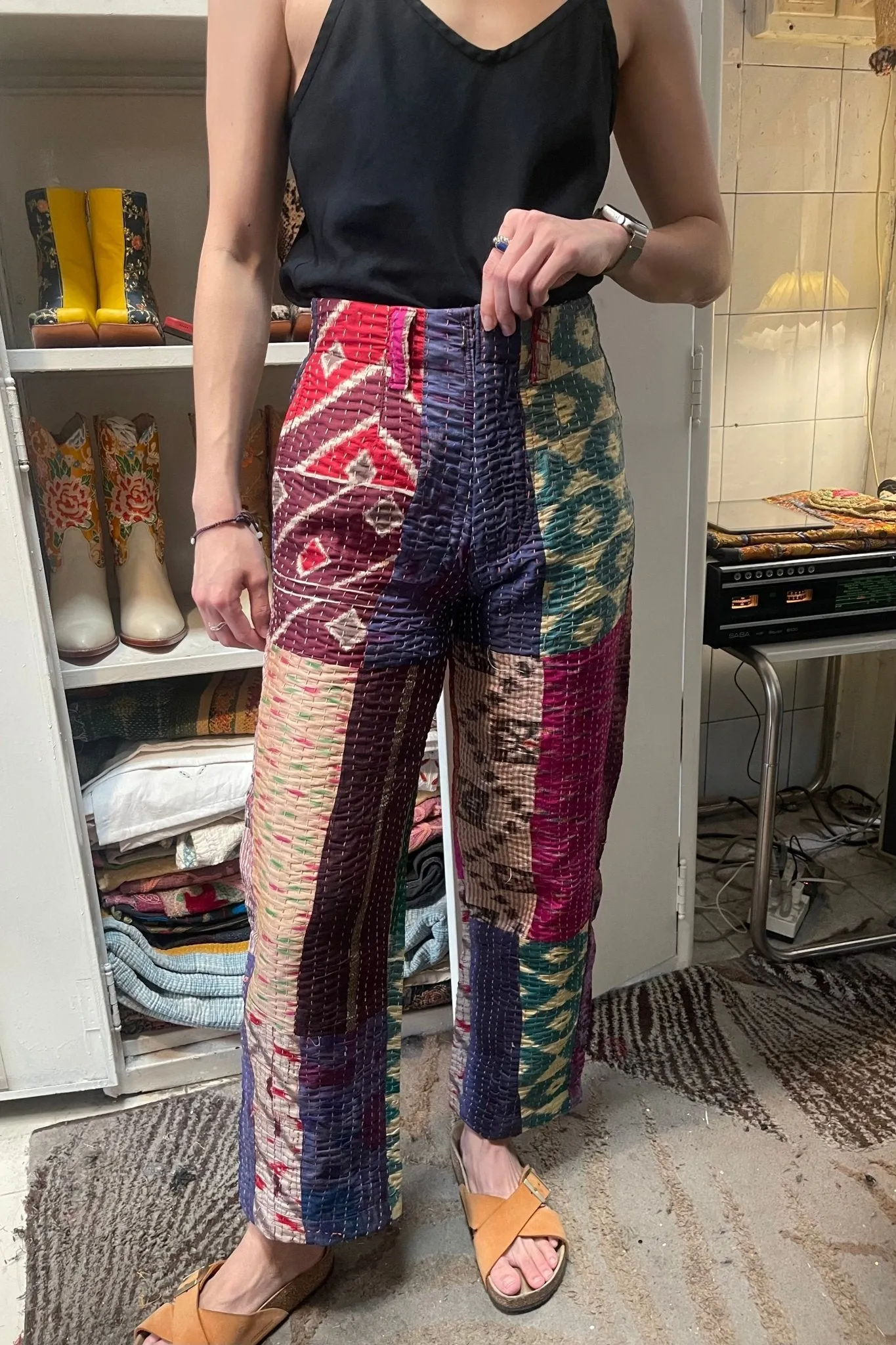 EMBROIDERED PATCHWORK PANTS LIRU