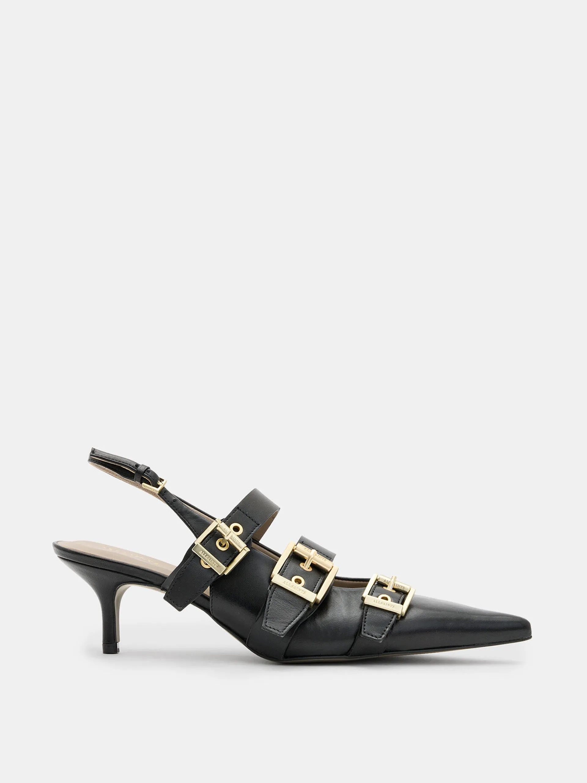 Grace leather buckled slingback heels