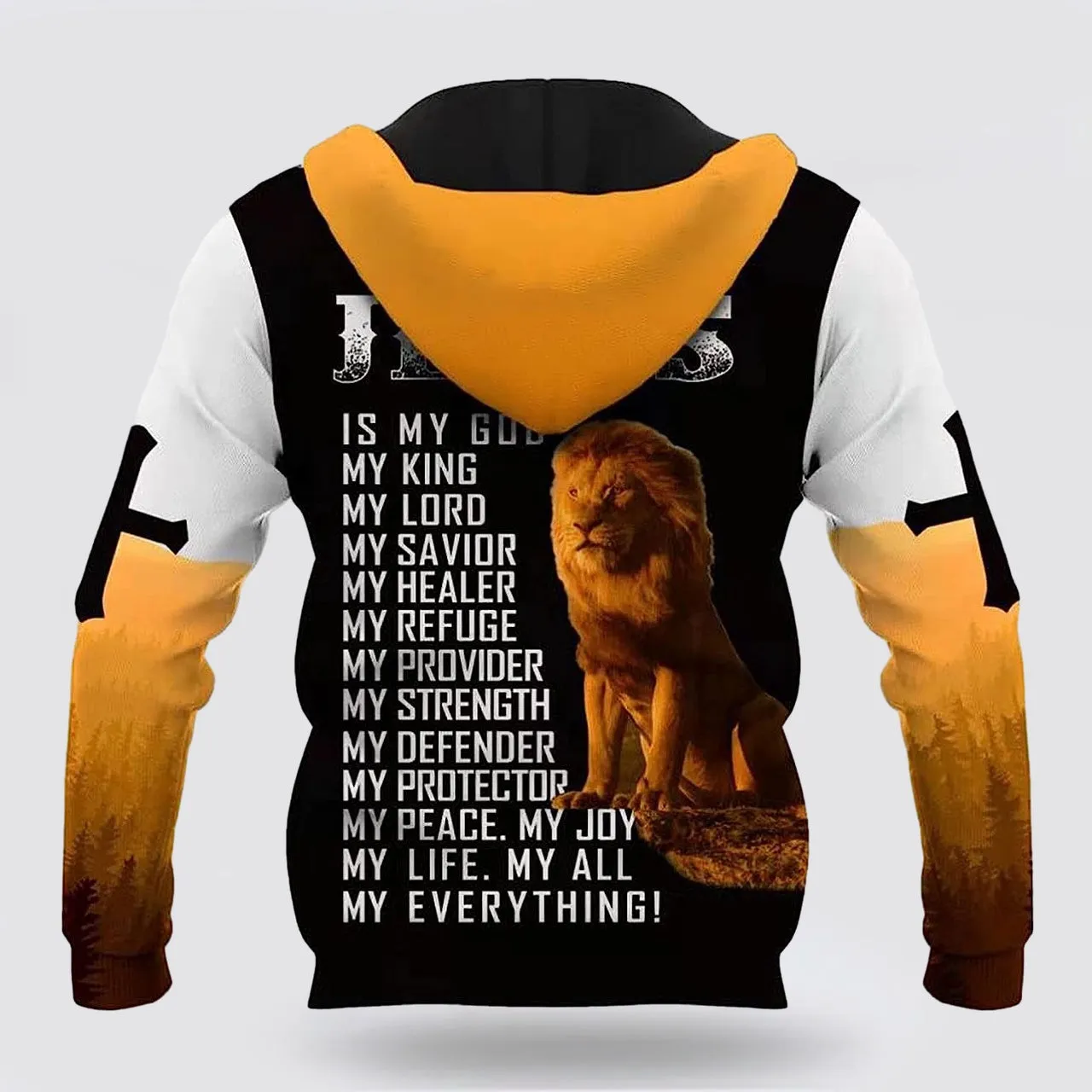Lion Yellow Cross Jesus Is My God 3d Hoodies For Women Men - Christian Apparel Hoodies