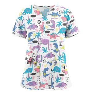 Medics Print Scrub Tops Working Uniform Nurse Scrub