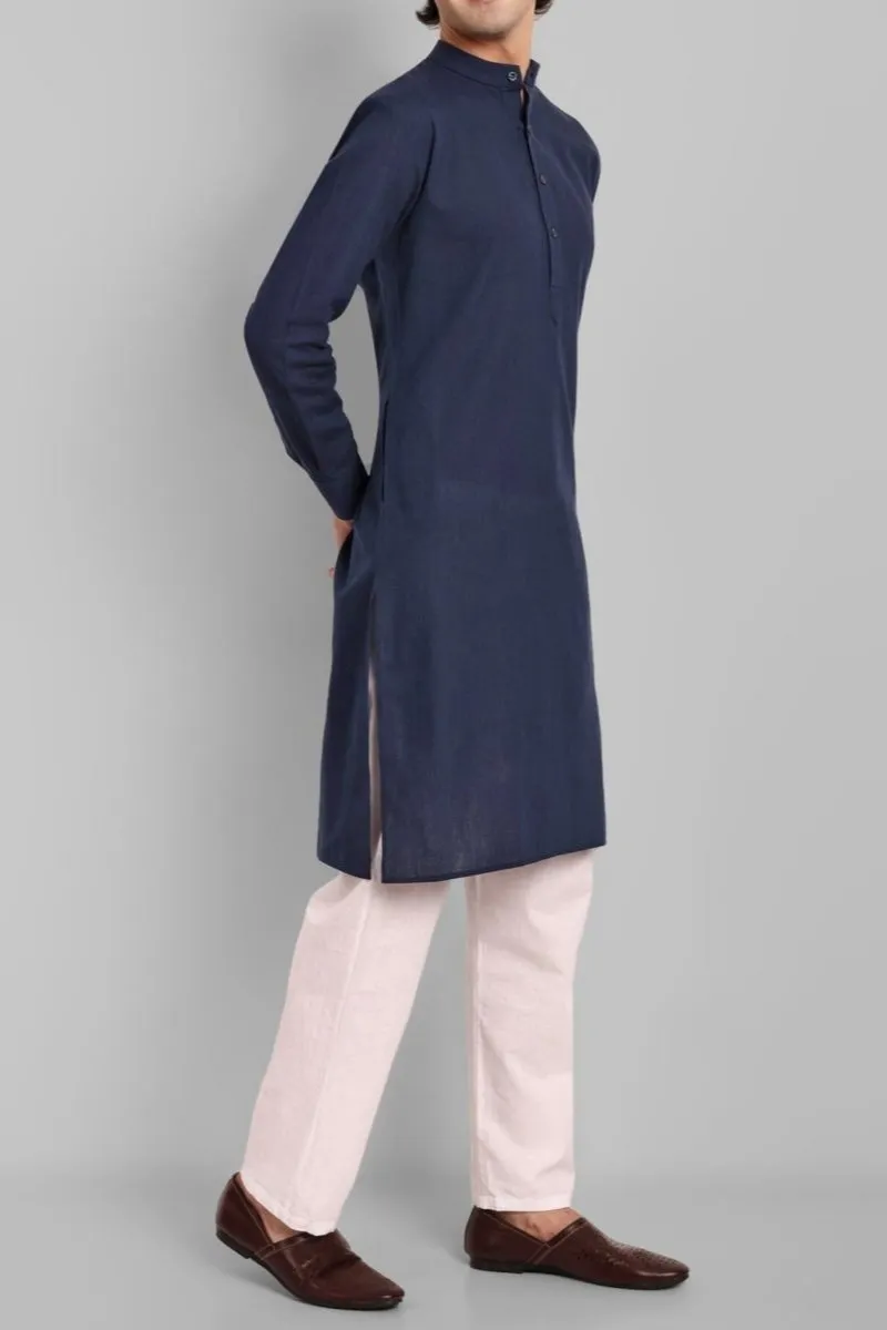 MEN'S NAVY BLUE KURTA SET