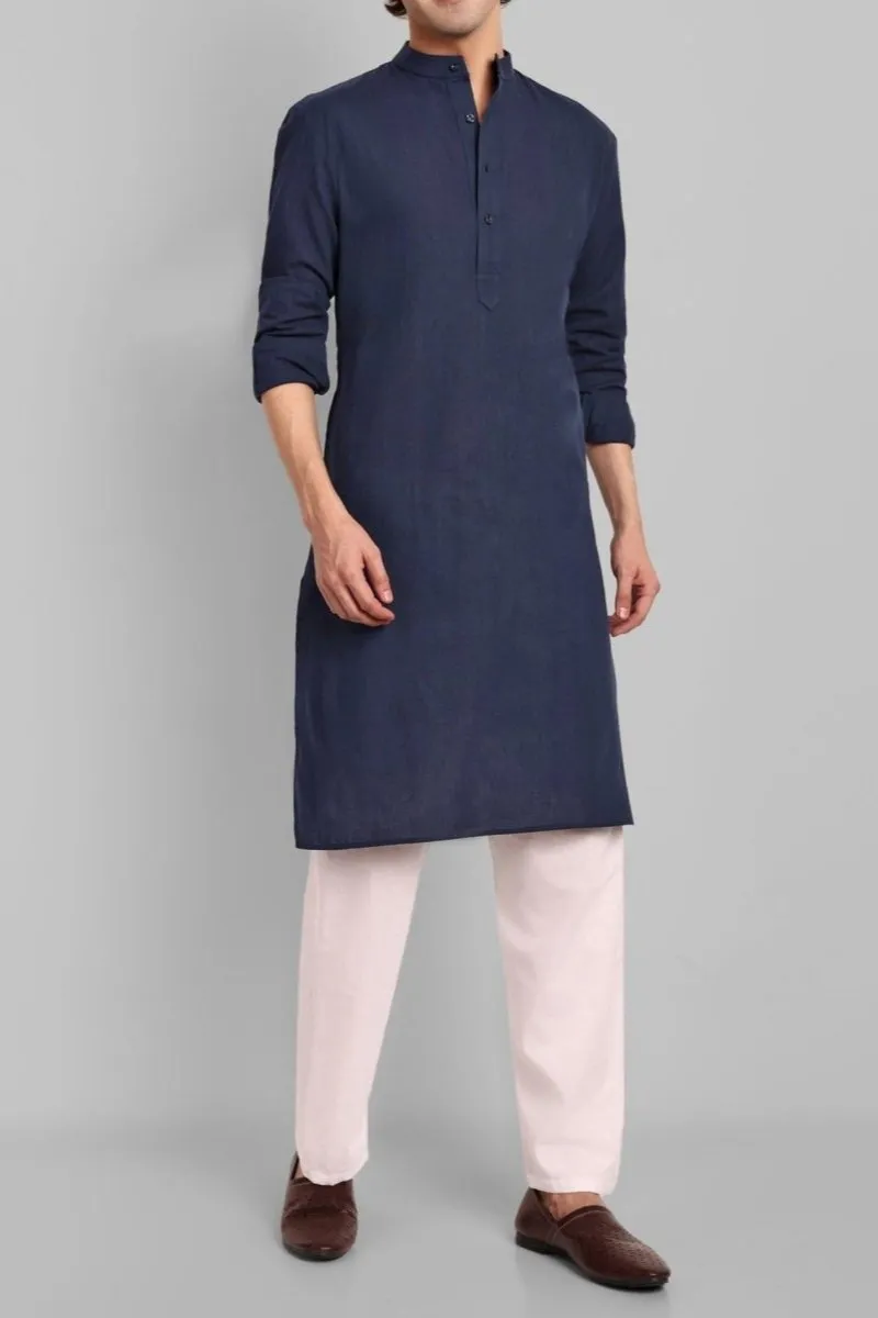 MEN'S NAVY BLUE KURTA SET