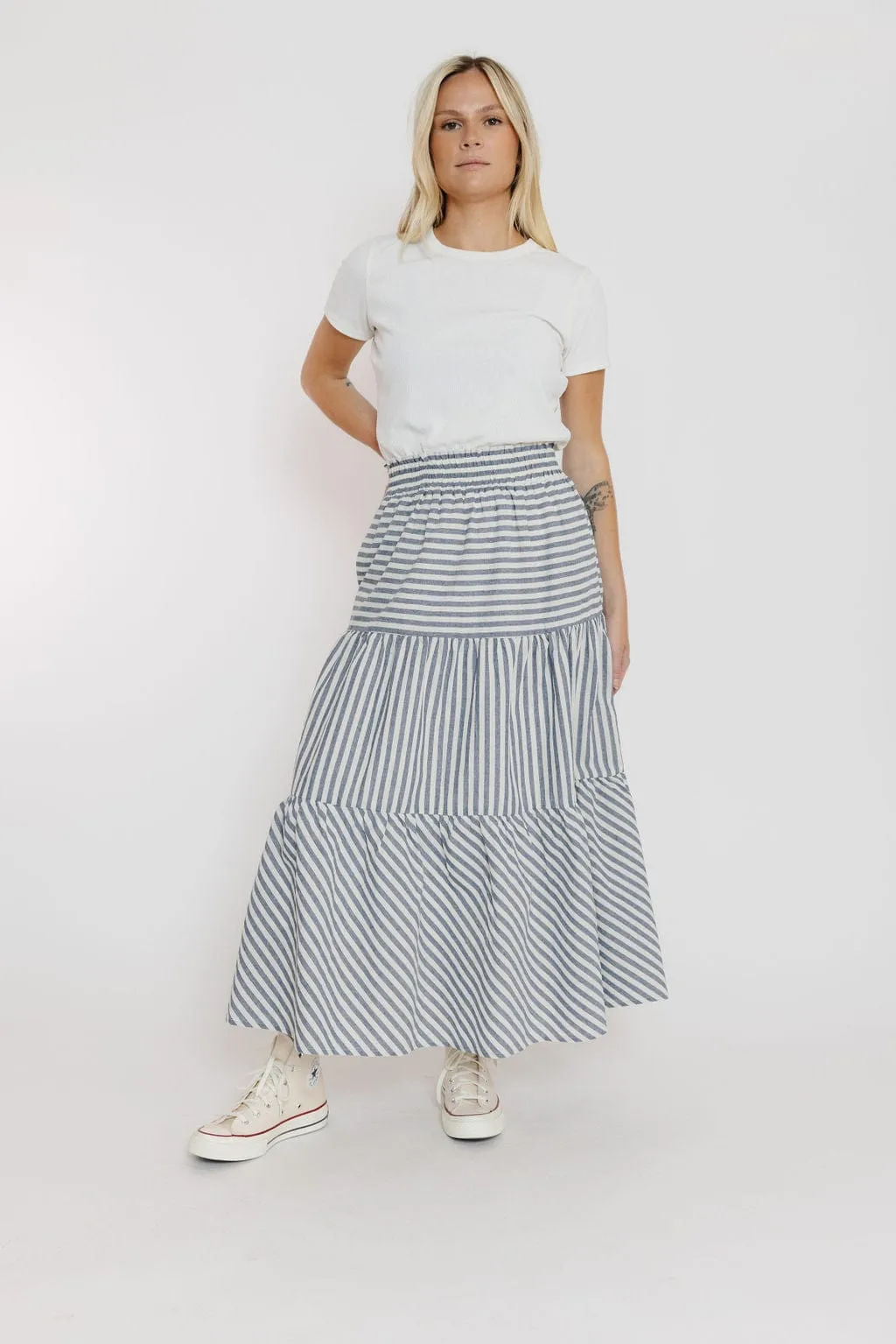 Nara Skirt in White/Navy