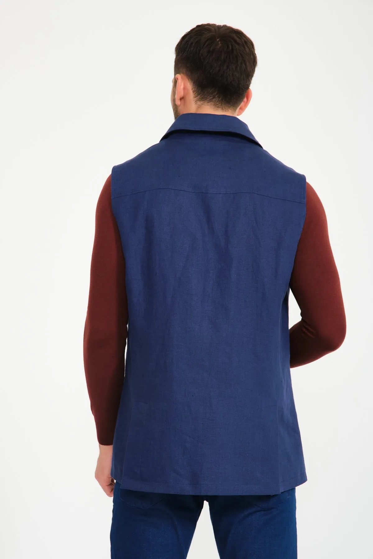 Navy Linen Vest