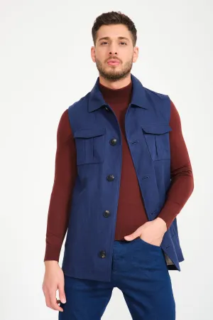 Navy Linen Vest