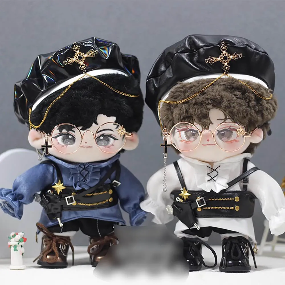 niannyyhouse 20cm Doll Clothes Hat Shirt Vests Pants Shoes Accessories Gentleman's Suit 8in Plush Doll Dress Up