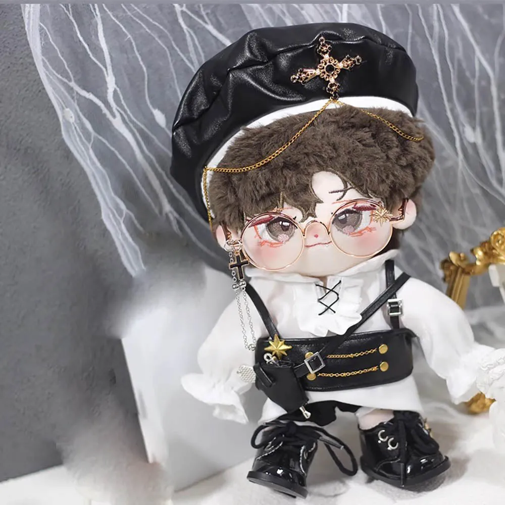 niannyyhouse 20cm Doll Clothes Hat Shirt Vests Pants Shoes Accessories Gentleman's Suit 8in Plush Doll Dress Up