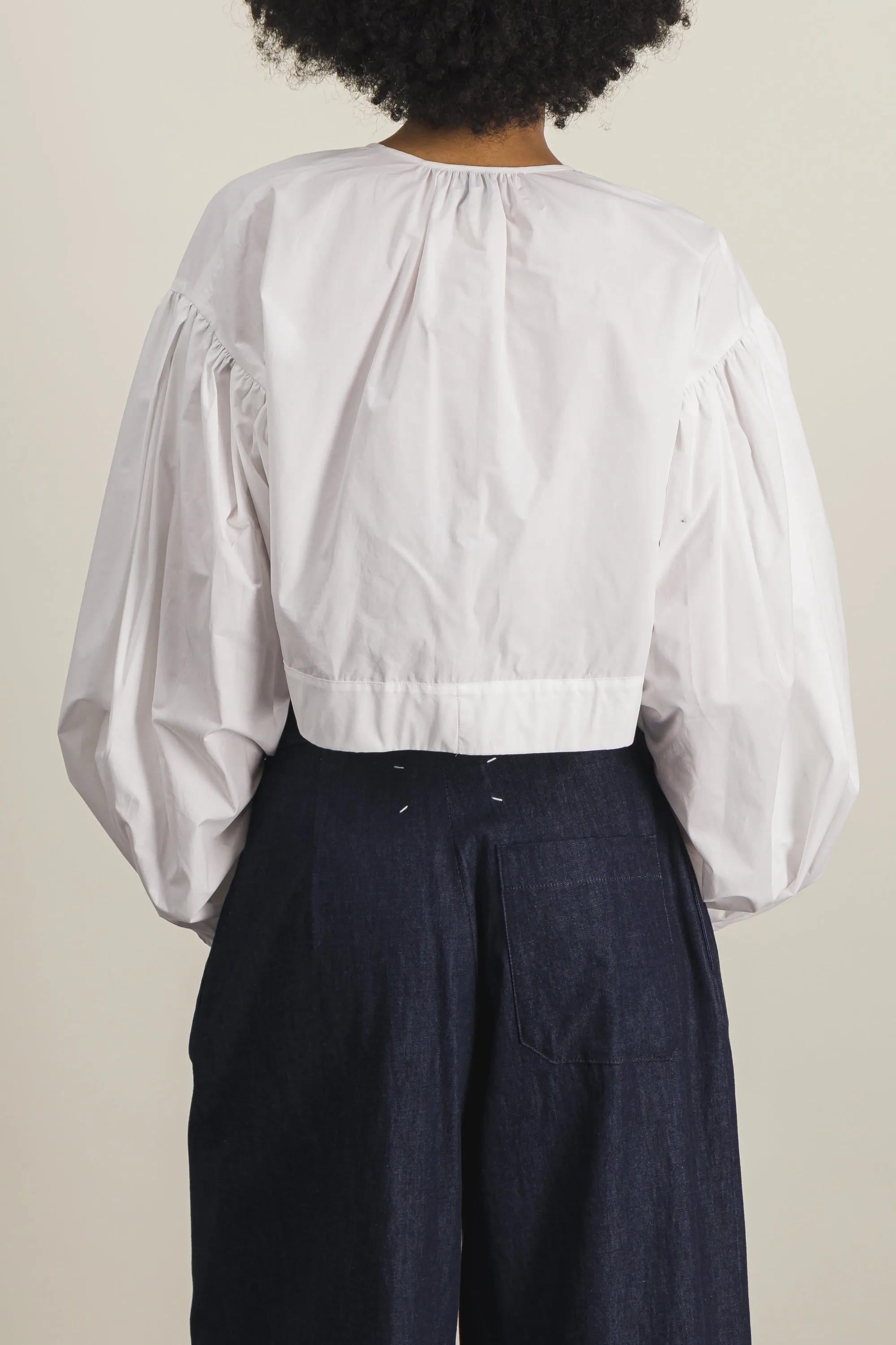 Organic cotton poplin cropped buttoned top