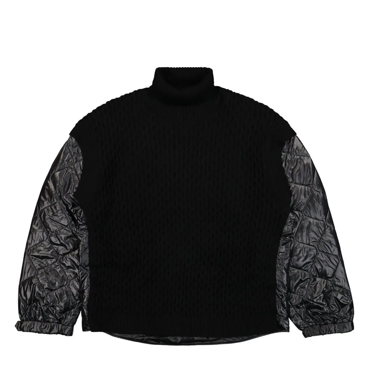 Quilting Paneled Turtle Neck Sweater