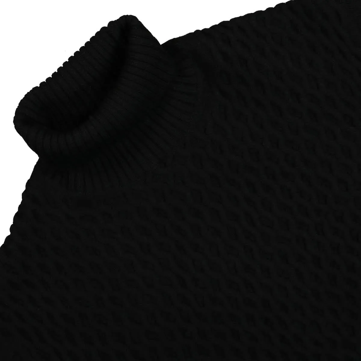 Quilting Paneled Turtle Neck Sweater