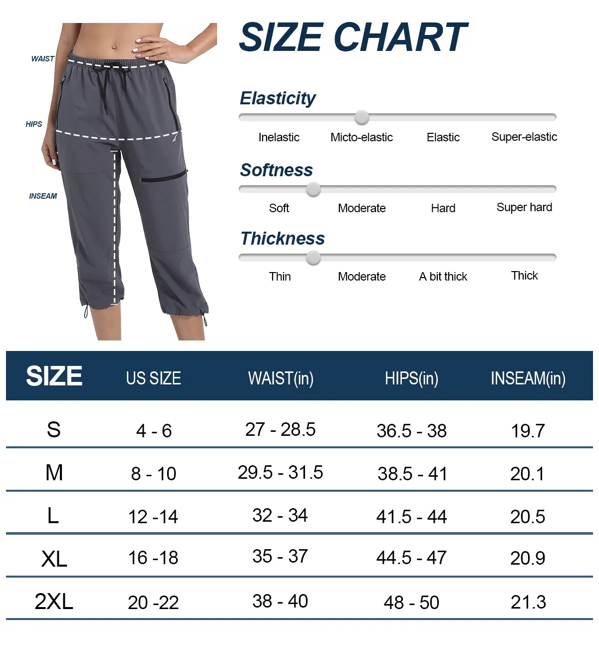 VAYAGER SPORTS Women's Outdoor Hiking Capris UPF 50  Capri Pants