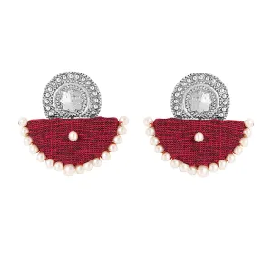 Yellow Chimes Earrings for Women and Girls Traditional Silver Oxidised Drop|Maroon Woven Wrapped Pearl Drop Earrings|Birthday Gift For girls and women Anniversary Gift for Wife