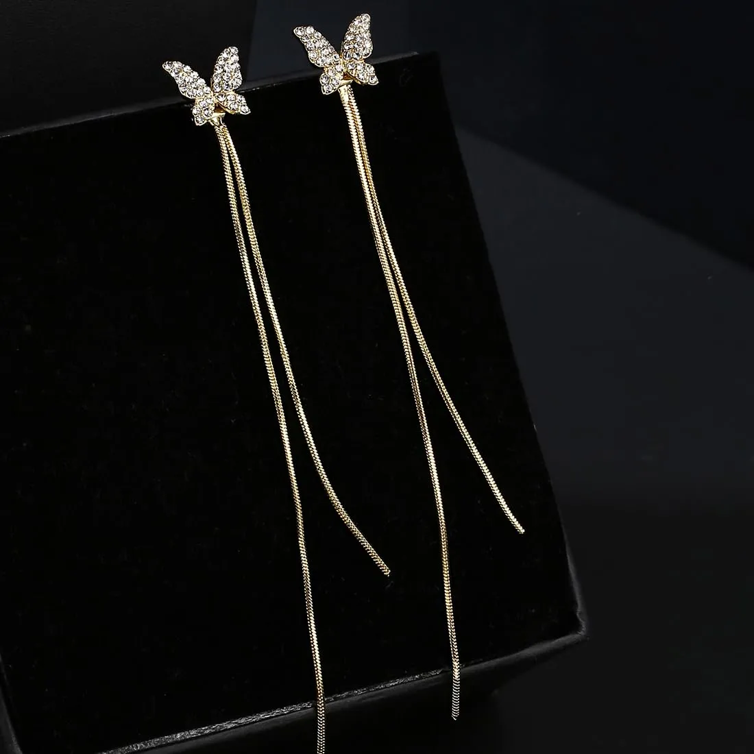 Yellow Chimes Earrings For Women Gold Tone 2 Pair Combo of Butterfly and Leaf Designed Stone Pearl Dangler Earrings For Women and Girls