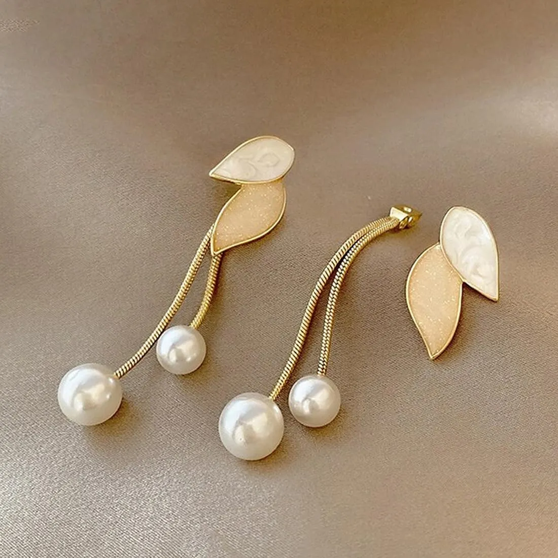 Yellow Chimes Earrings For Women Gold Tone 2 Pair Combo of Butterfly and Leaf Designed Stone Pearl Dangler Earrings For Women and Girls