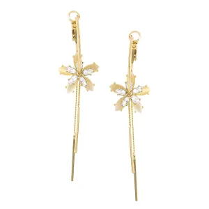Yellow Chimes Earrings For Women Gold Tone Open Circle Hoop With Flower Long Chain Dangle Earrings For Women and Girls