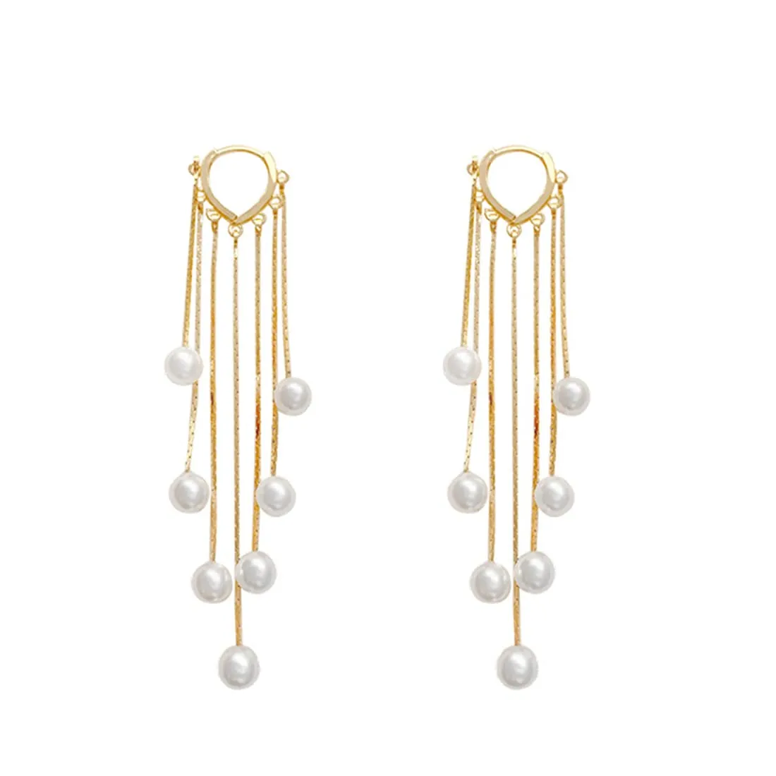 Yellow Chimes Earrings For Women Gold Toned Pearl Beads Hanging Drop Dangler Earrings For Women and Girls