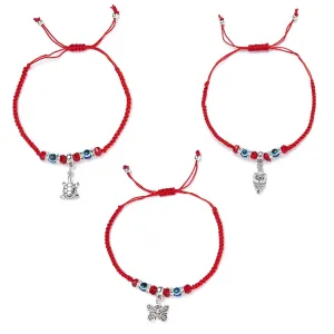 Yellow Chimes Evil Eye Bracelet for Women Combo of 3 PCs Evil Eye Beads Red Threaded Adjustable Unisex Bracelet for Men and Women.