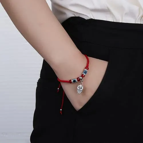 Yellow Chimes Evil Eye Bracelet for Women Combo of 3 PCs Evil Eye Beads Red Threaded Adjustable Unisex Bracelet for Men and Women.